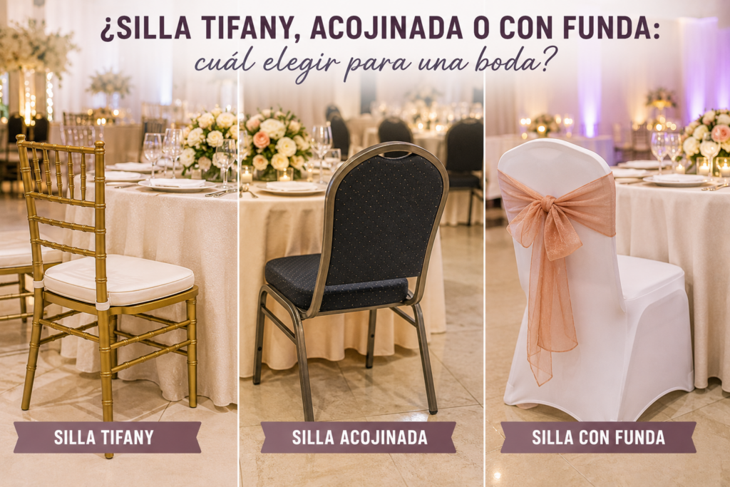 Silla Tifany, acojinada o con funda: cuál elegir para una boda